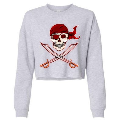 Jolly Roger Pirate Skull Flag Logo Cropped Pullover Crew