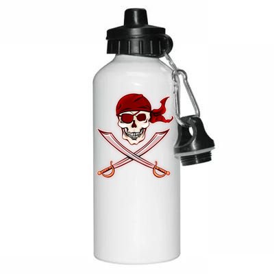 Jolly Roger Pirate Skull Flag Logo Aluminum Water Bottle