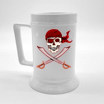 Jolly Roger Pirate Skull Flag Logo Beer Stein