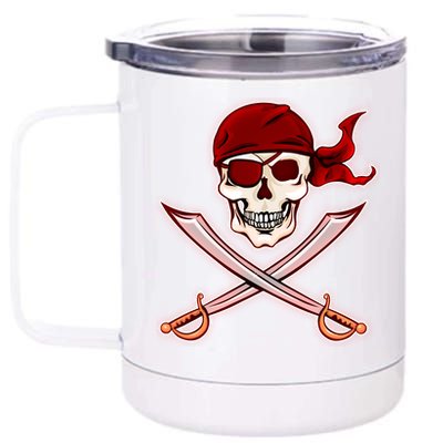 Jolly Roger Pirate Skull Flag Logo 12 oz Stainless Steel Tumbler Cup