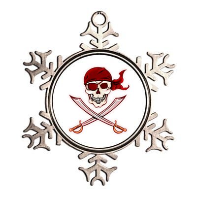 Jolly Roger Pirate Skull Flag Logo Metallic Star Ornament