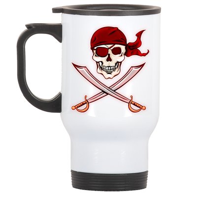 Jolly Roger Pirate Skull Flag Logo Stainless Steel Travel Mug