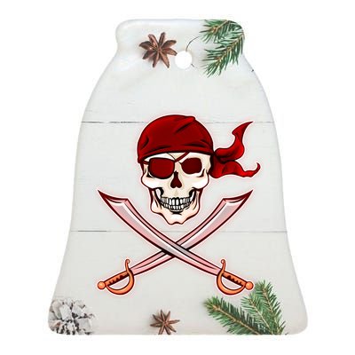 Jolly Roger Pirate Skull Flag Logo Ceramic Bell Ornament