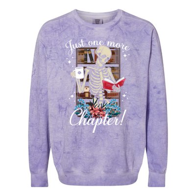 Just One More Chapter Skeleton Reading Books Coffee Funny Colorblast Crewneck Sweatshirt