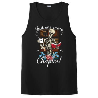 Just One More Chapter Skeleton Reading Books Coffee Funny PosiCharge Competitor Tank