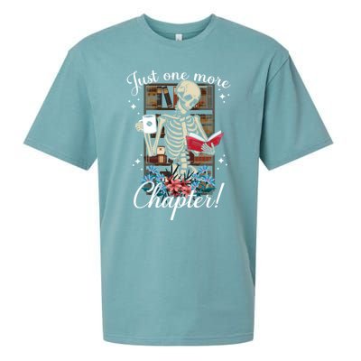 Just One More Chapter Skeleton Reading Books Coffee Funny Sueded Cloud Jersey T-Shirt