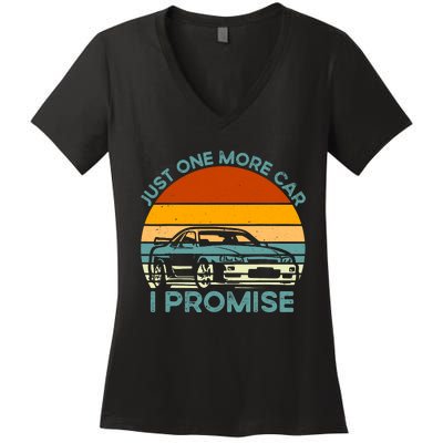 Just One More Car I Promise Funny Retro Vintage Car Lover Women's V-Neck T-Shirt