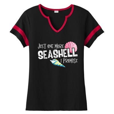 Just One More Seashell I Promise Beach Conch Collector Ladies Halftime Notch Neck Tee