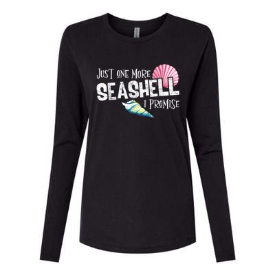 Just One More Seashell I Promise Beach Conch Collector Womens Cotton Relaxed Long Sleeve T-Shirt