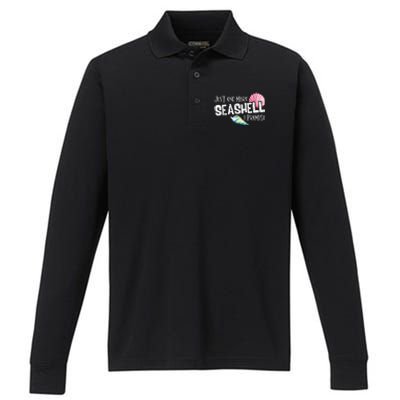 Just One More Seashell I Promise Beach Conch Collector Performance Long Sleeve Polo