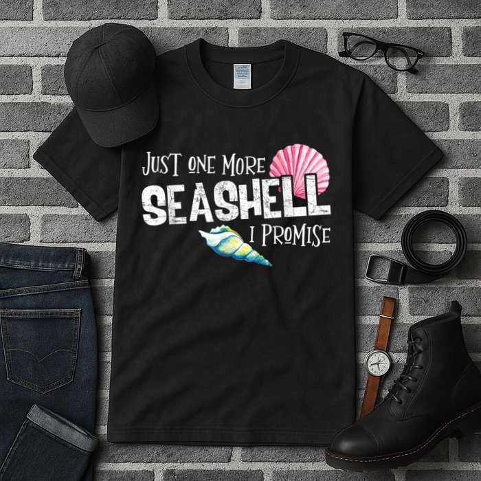 Just One More Seashell I Promise Beach Conch Collector Tall T-Shirt