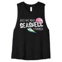 Just One More Seashell I Promise Beach Conch Collector Women's Racerback Cropped Tank