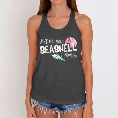 Just One More Seashell I Promise Beach Conch Collector Women's Knotted Racerback Tank