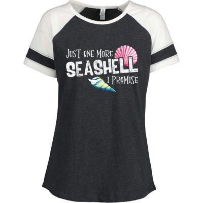 Just One More Seashell I Promise Beach Conch Collector Enza Ladies Jersey Colorblock Tee