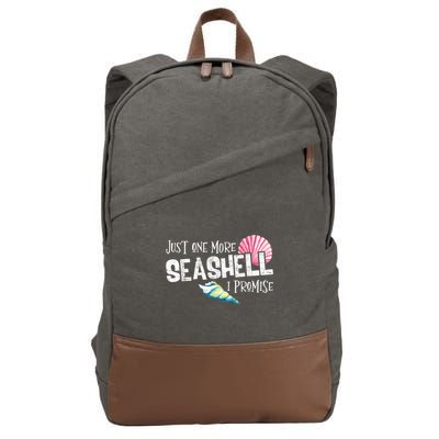 Just One More Seashell I Promise Beach Conch Collector Cotton Canvas Backpack
