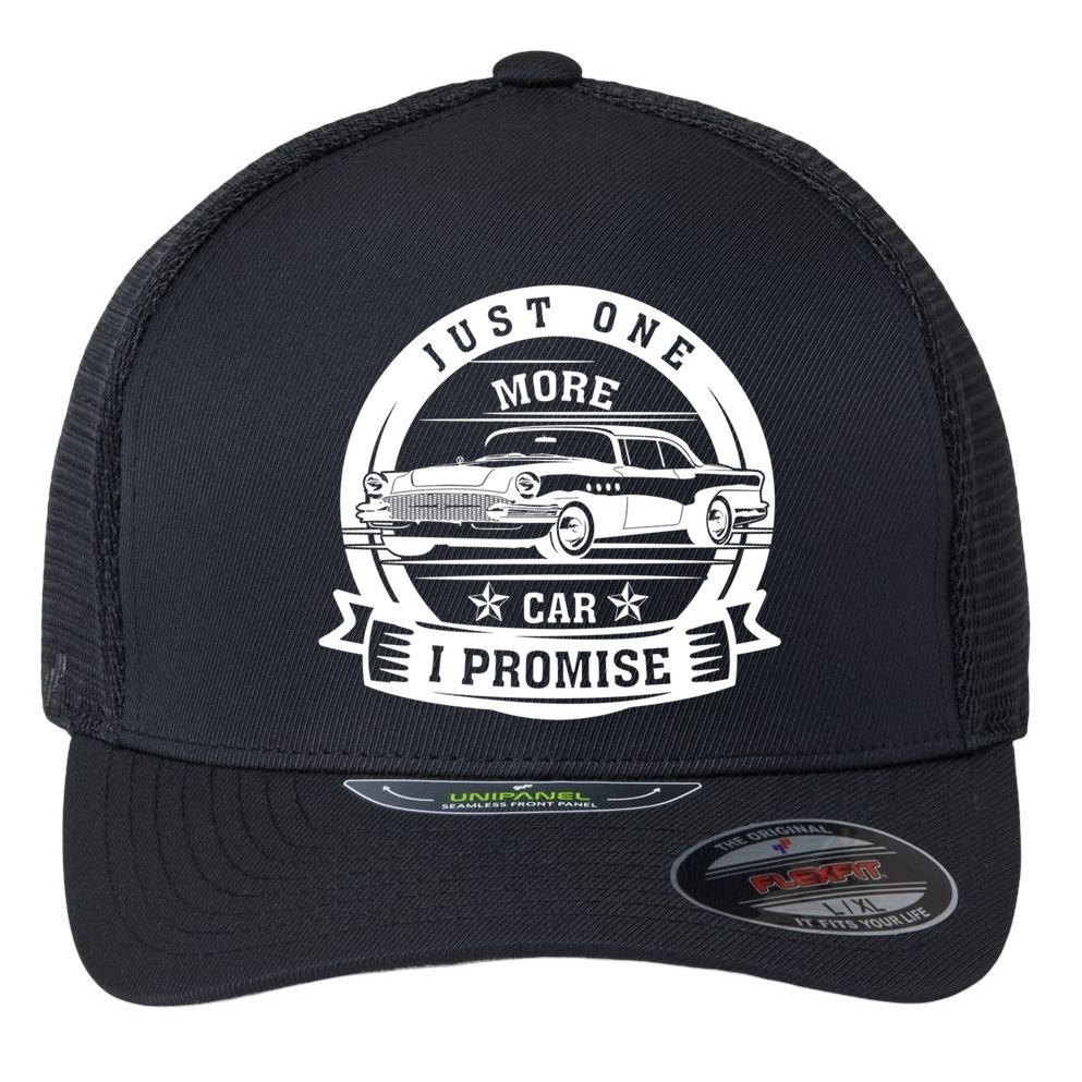 Just One More Car I Promise Vintage Classic Car Gift Flexfit Unipanel Trucker Cap