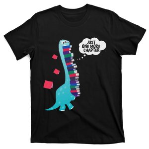 Just One More Chapter Cute Dinosaur Book Reading T-Shirt