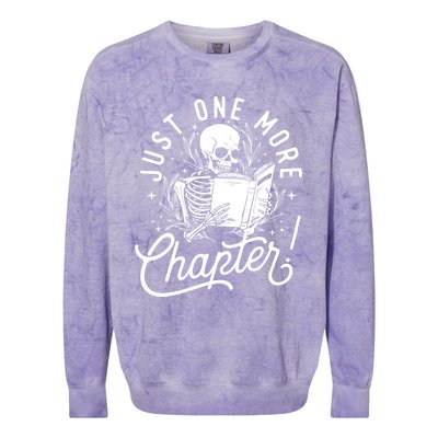 Just One More Chapter Skeleton Reader Reading Book Lover Colorblast Crewneck Sweatshirt