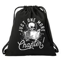 Just One More Chapter Skeleton Reader Reading Book Lover Drawstring Bag