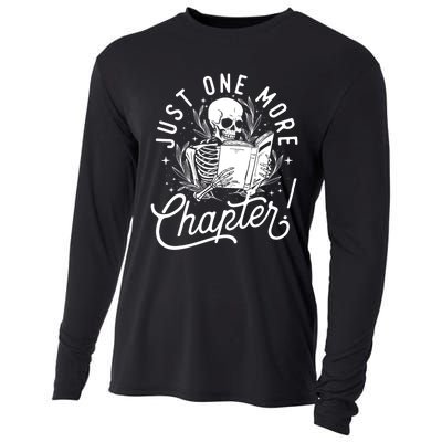 Just One More Chapter Skeleton Reader Reading Book Lover Cooling Performance Long Sleeve Crew