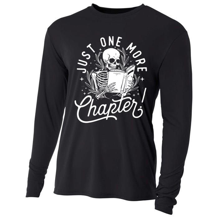 Just One More Chapter Skeleton Reader Reading Book Lover Cooling Performance Long Sleeve Crew