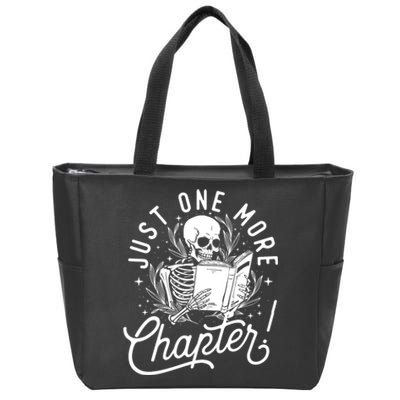 Just One More Chapter Skeleton Reader Reading Book Lover Zip Tote Bag