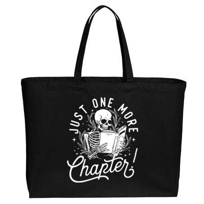 Just One More Chapter Skeleton Reader Reading Book Lover Cotton Canvas Jumbo Tote