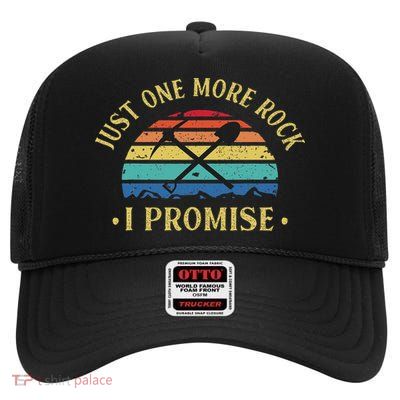 Just One More Rock I Promise Rock Collector Geologist Geode High Crown Mesh Back Trucker Hat