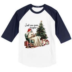 Just One More Chapter Reading Ghost Merry Christmas Baseball Sleeve Shirt