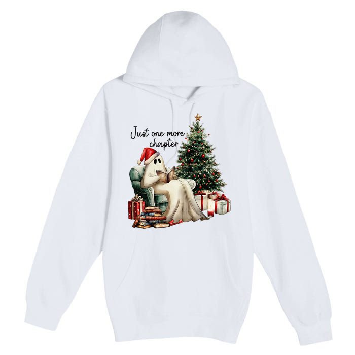 Just One More Chapter Reading Ghost Merry Christmas Premium Pullover Hoodie