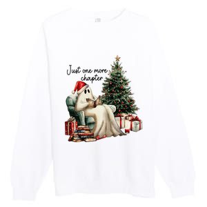 Just One More Chapter Reading Ghost Merry Christmas Premium Crewneck Sweatshirt