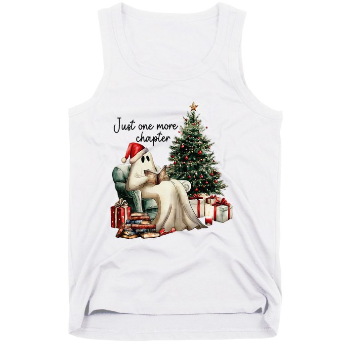 Just One More Chapter Reading Ghost Merry Christmas Tank Top