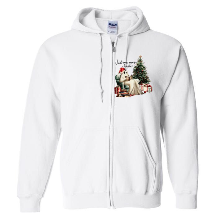 Just One More Chapter Reading Ghost Merry Christmas Full Zip Hoodie