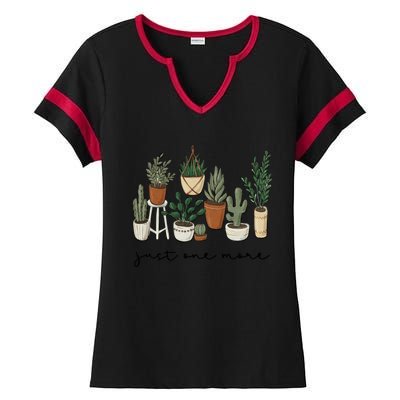 Just One More Plant Botanical Inspirational Cute Wildflower Gift Ladies Halftime Notch Neck Tee