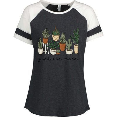 Just One More Plant Botanical Inspirational Cute Wildflower Gift Enza Ladies Jersey Colorblock Tee