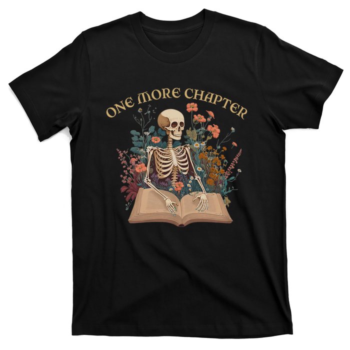 Just One More Chapter Skeleton Reading Book Lover Bookish T-Shirt