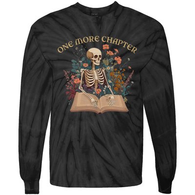 Just One More Chapter Skeleton Reading Book Lover Bookish Tie-Dye Long Sleeve Shirt