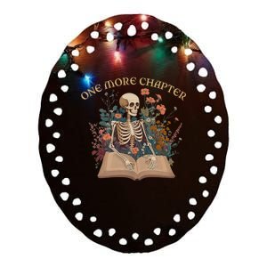 Just One More Chapter Skeleton Reading Book Lover Bookish Ceramic Oval Ornament