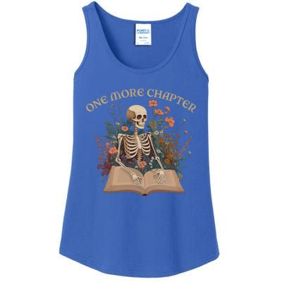 Just One More Chapter Skeleton Reading Book Lover Bookish Gift Ladies Essential Tank