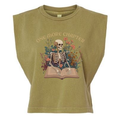 Just One More Chapter Skeleton Reading Book Lover Bookish Gift Garment-Dyed Women's Muscle Tee