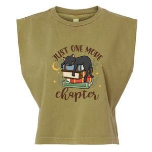 Just One More Chapter Black Cat Gift For Reading Books Garment-Dyed Women's Muscle Tee