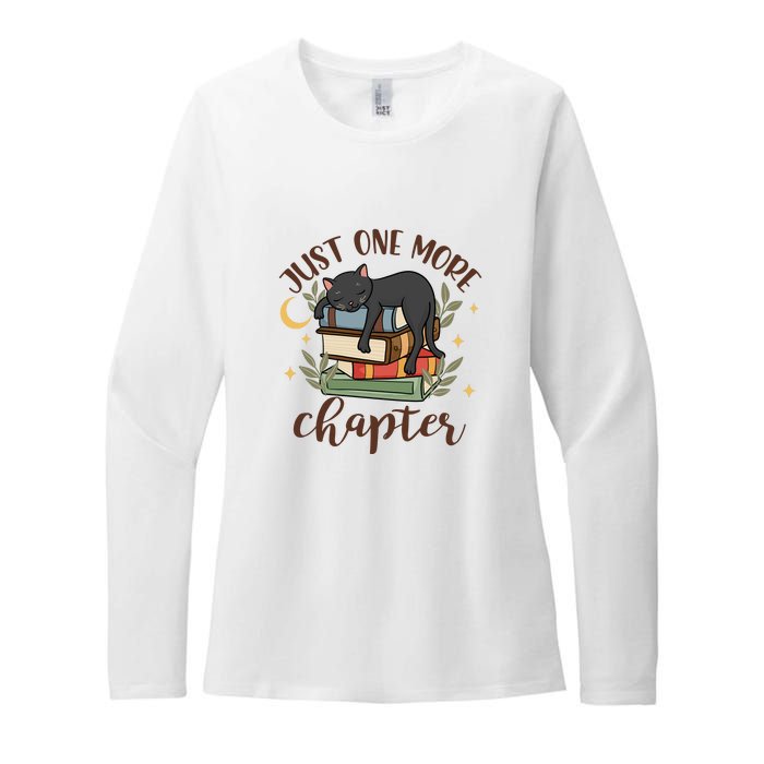 Just One More Chapter Black Cat Gift For Reading Books Womens CVC Long Sleeve Shirt