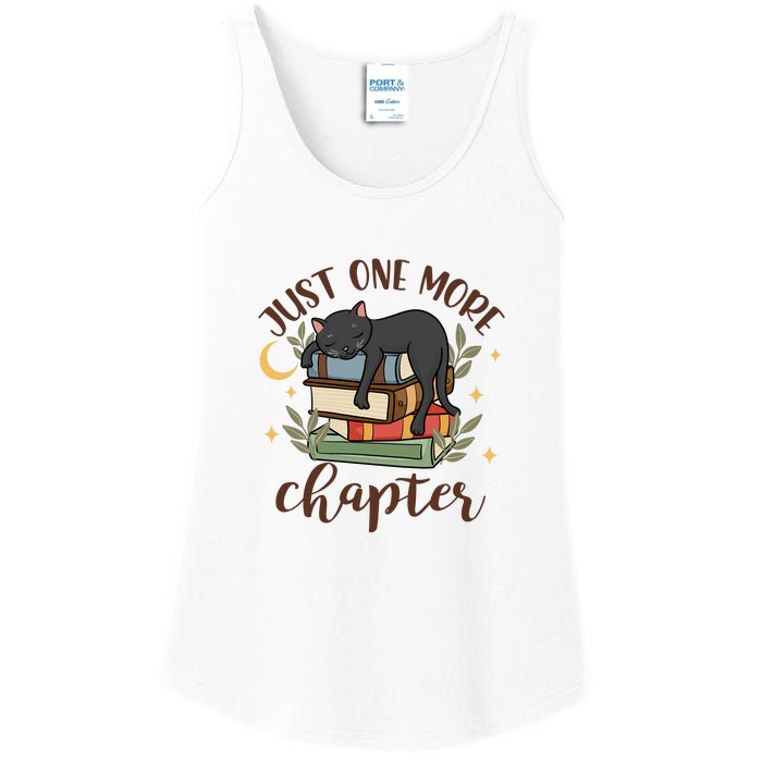 Just One More Chapter Black Cat Gift For Reading Books Ladies Essential Tank