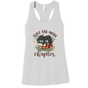 Just One More Chapter Black Cat Gift For Reading Books Women's Racerback Tank