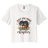 Just One More Chapter Black Cat Gift For Reading Books Women's Crop Top Tee