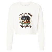 Just One More Chapter Black Cat Gift For Reading Books Cropped Pullover Crew