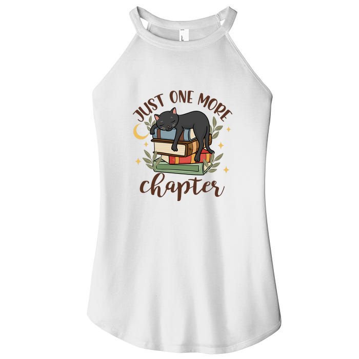 Just One More Chapter Black Cat Gift For Reading Books Women's Perfect Tri Rocker Tank