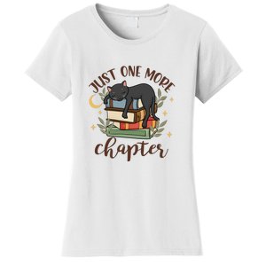 Just One More Chapter Black Cat Gift For Reading Books Women's T-Shirt