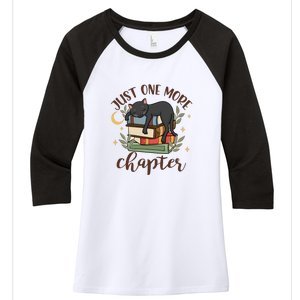 Just One More Chapter Black Cat Gift For Reading Books Women's Tri-Blend 3/4-Sleeve Raglan Shirt