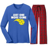 Just One More Game Pickleball Gift Great Gift Women's Long Sleeve Flannel Pajama Set 